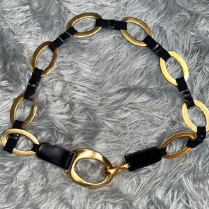 Guess by Marciano Black and Gold Oval Link Belt